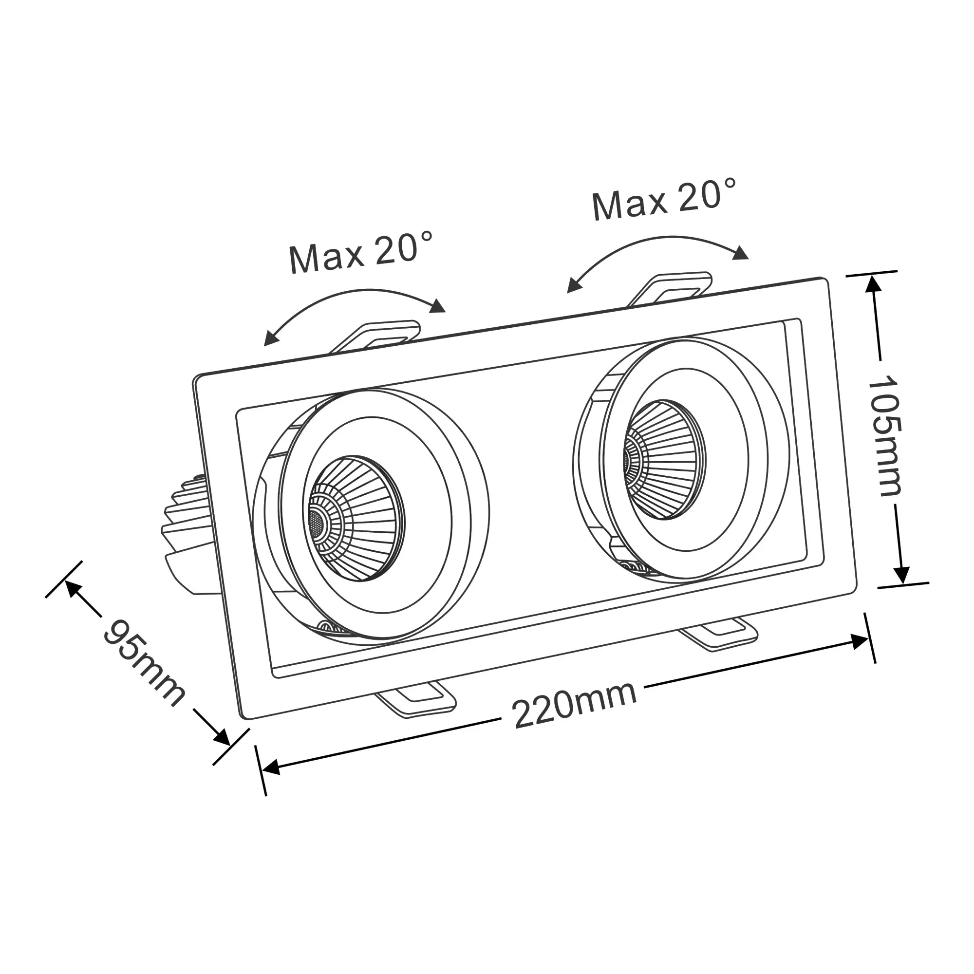 BEZZ 12-2 Recessed Ceiling Luminaires Dlux Multi-Head Recess Ceiling